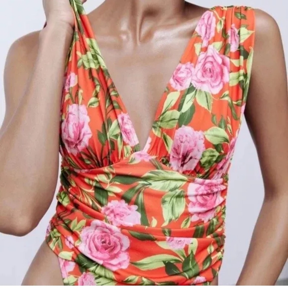 Zara floral print Bodysuit Womens Sleeveless bodysuit size S